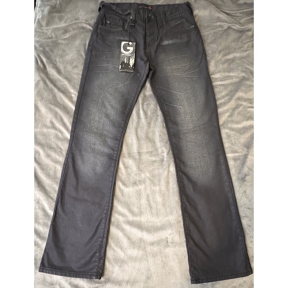 G by GUESS Mens Rolland Low Rise Boot Cut Jeans Waxed Charcoal Gray Size 30 Y2K